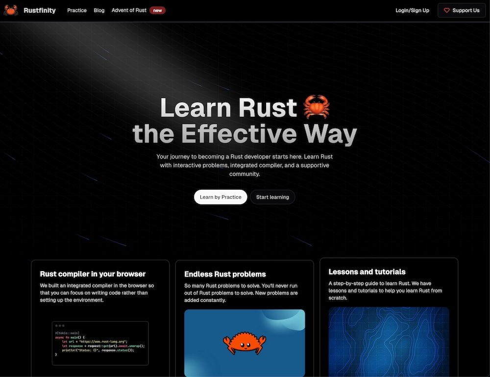 Rustfinity Homepage