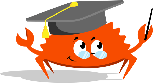 Ferris the Crab reading a book